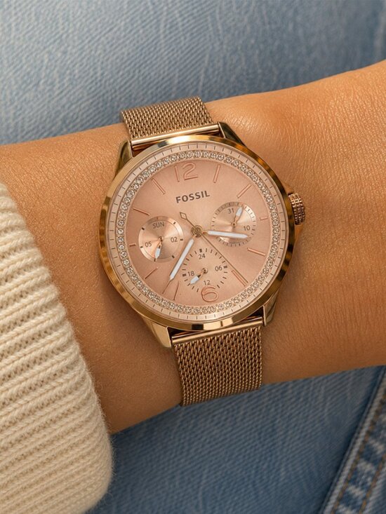 Fossil Accessories - Fossil Rose Gold Crystal Bezel Stainless Steel Watch